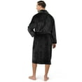 thumbnail image 4 of PAVILIA Mens Soft Robe, Plush Warm Bathrobe for Men, Long Spa Robe with Shawl Collar, Pockets, Trim Piping (Black), 4 of 9