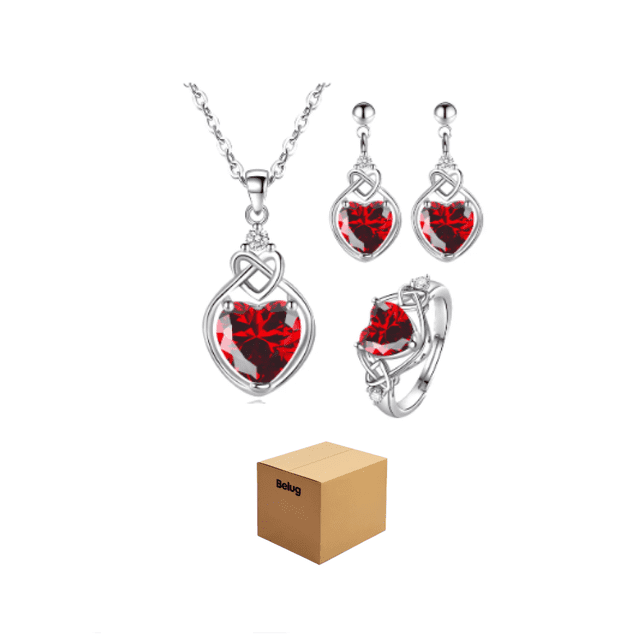 Collar con Colgante Corazón y Circonia en Caja de Rosas Belug Rojo