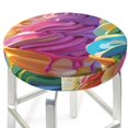 thumbnail image 3 of Balery Rainbow Melting Ice Cream Fundas de asiento para taburete de bar redondo de tela de terciopelo ajustables que protegen de arañazos y manchas para sillas de 14 a 17 pulgadas.-12 inch, 3 of 7