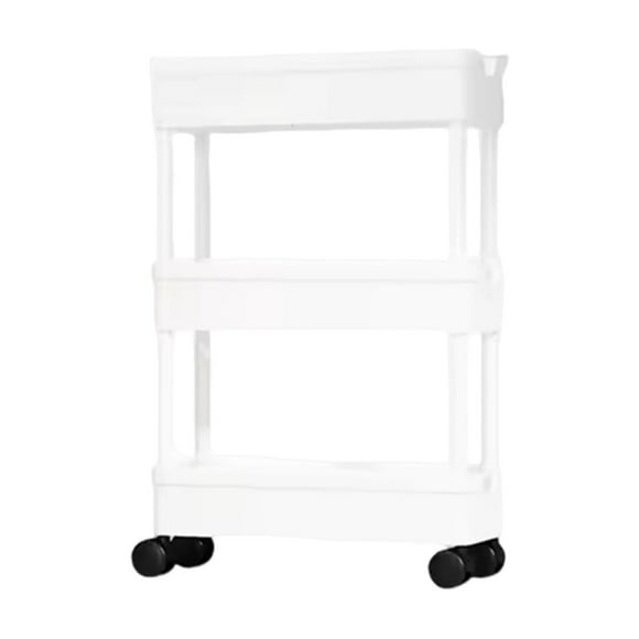 Bewildely Carrito de almacenamiento versátil de 3 niveles para organizar el baño. Rueda universal giratoria de 360°. Almacenamiento y organización del hogar Blanco, 3 capas 15 cm