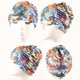 thumbnail image 3 of Gorro de baño plisado de pelo largo para mujer, de nailon, elástico, con estampado de flores, para playa y adultos., 3 of 4