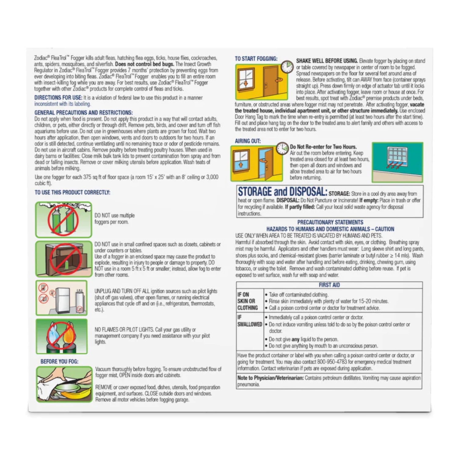 Zodiac FleaTrol Fogger Kills Fleas, Flea Eggs and Larvae, Ticks, Mosquitoes, Cockroaches, Ants, Spiders and Silverfish