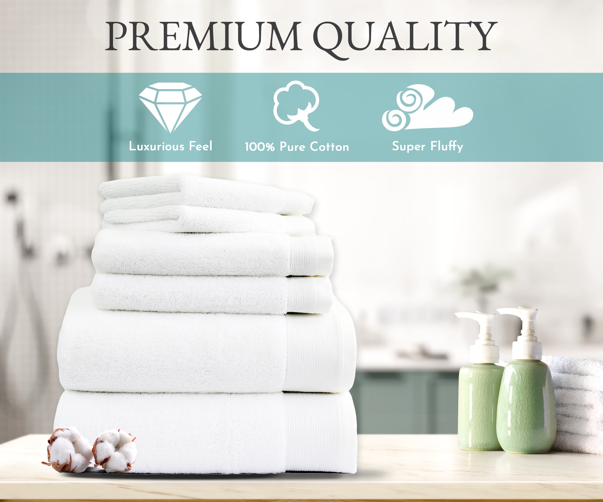 Luxury 6 Piece Hotel and SPA Towel Set Soft and Thick Bath Towels