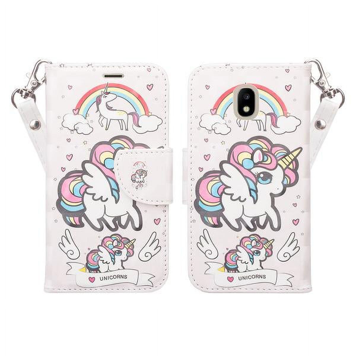For Tracfone/StraightTalk For Samsung Galaxy J3 Orbit (S367VL) Case Pu Leather Flip Wallet Case [ID&Credit Card Slots] Phone Cases - Unicorn Wings - image 2 of 5