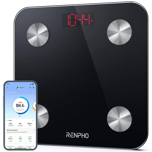 Báscula RENPHO para peso corporal, báscula digital Elis 1 con grasa corporal y peso de agua, disposi