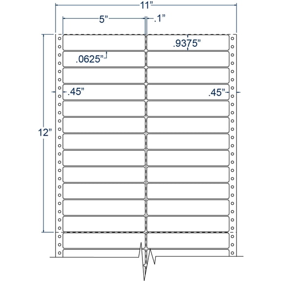 Compulabel 120306, 5" x 15/16" Pinfeed Address/Shipping Labels 2 Across