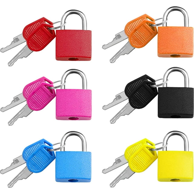 Mini candado para maleta de 6 piezas con 2 llaves ER colores 3,3 x 2,1 cm