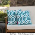 thumbnail image 3 of Noble House Manduka Arabesque Coussin Carré en Turquoise Foncé (Lot de 2), 3 of 15