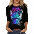 thumbnail image 2 of Pntutb Blusa informal de manga larga con cuello redondo y estampado de animales novedosos para mujer Pntutb Pntutb-1323, 2 of 5