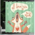 thumbnail image 4 of Ambesonne Romance Shower Curtain, Fox Humor Romance, 69"Wx84"L, Mint Green Ginger, 4 of 5