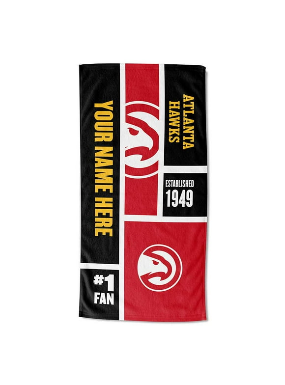 Atlanta Hawks NBA Colorblock Personalized Beach Towel