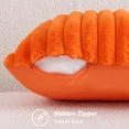thumbnail image 3 of decorUhome Pack of 2 Faux Fur Plush Throw Pillow Covers 24x24, Soft Fluffy Striped Decorative Couch Pillow Covers , Orange, 3 of 8