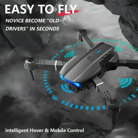 E99 Dual-Camera Drone with Height Hold | USB Rechargeable & Foldable Design | Indoor/Outdoor Beginner Drone | Easy to Fly Black Quadcopter