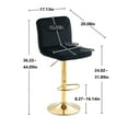 thumbnail image 5 of Bar Stools Set of 2, Bar Stools with Back and Footrest Counter Height Dining Chairs, Adjustable Barstools  for Kitchen Island Dining Room Home Bar, Gold Base, Black, 5 of 9