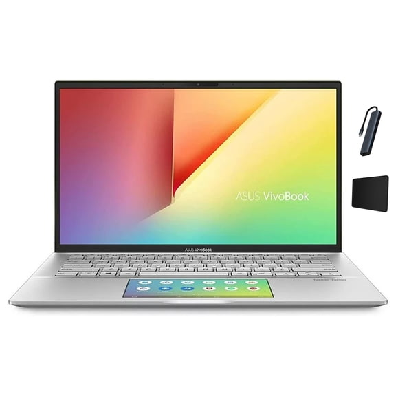 ASUS Vivobook S14 14'' FHD 1080p Display Laptop, Intel Core i7-8565U, 8GB DDR3 RAM, 512GB NVME SSD, Face Login w/IR Camera, ScreenPad 2.0, Windows 10 Home, Silver with Tigology Accessories