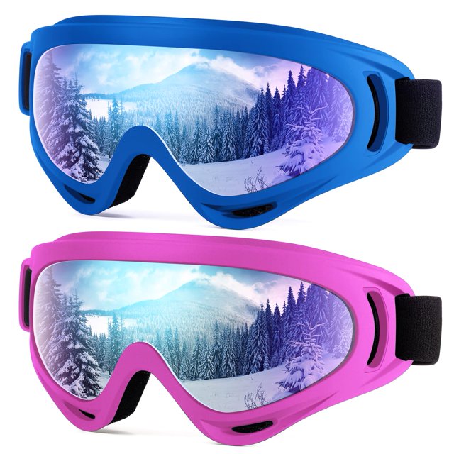 Gafas de esquí Dizywiee X400 UV400 antivaho, paquete de 2