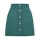 thumbnail image 5 of Gibobby Falda estampada para mujer Falda corta para mujer, falda sólida de cintura alta con cremallera para otoño e invierno, falda envolvente de pana a la cadera, falda sólid(Verde， L), 5 of 5