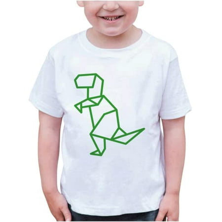

7 ate 9 Apparel Kids Dinosaur T-Rex Shirts - Dino Origami White T-Shirt 2T