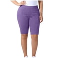 thumbnail image 4 of DORKASM Women's Plus Size Ribbed Biker Shorts Stretch Short Leggings Elastic Waist Casual Ladies Pull On Capris L-5XL Purple 3XL, 4 of 5