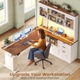 thumbnail image 5 of 69" Farmhouse L Shaped Standing Desk with 4 Drawers and Detachable Bookshelf, Height Adjustable Computer Desk for Home Office, 5 of 7