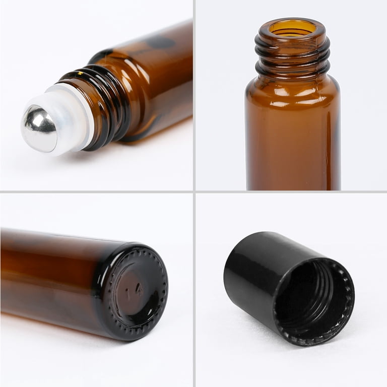 LotFancy Essential Oil Roller Bottles, 6-Pack, 10ml Amber Glass photo 2