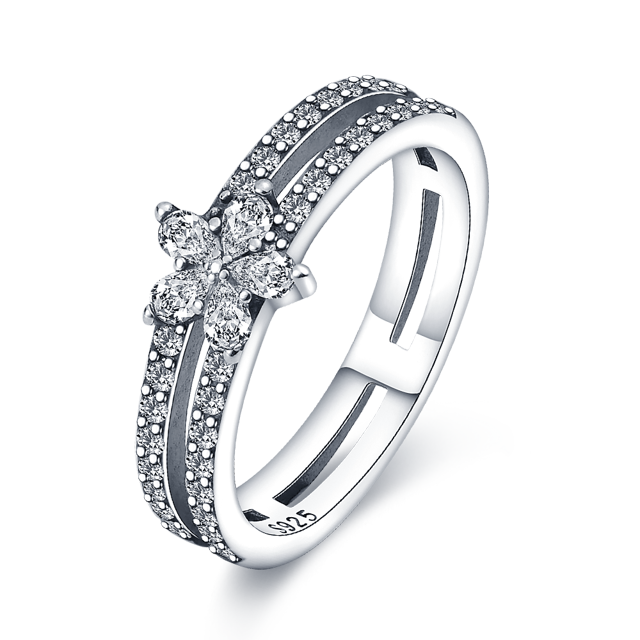 Anillos de plata 925 para mujer, joyería Popular de cristal azul, flor de Corazón Dorado, fiesta de boda, oro rosa, venta al por mayor