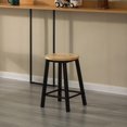 17.5Inch Rustic Round Solid Wood CounterHeight Bar Stool with
