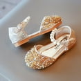 thumbnail image 4 of IUJSOY Girls Dress Shoe Toddler Little Big Girls Flat Sequin Closed Toe Shoes with Pearl Ankle Strap, 4 of 5