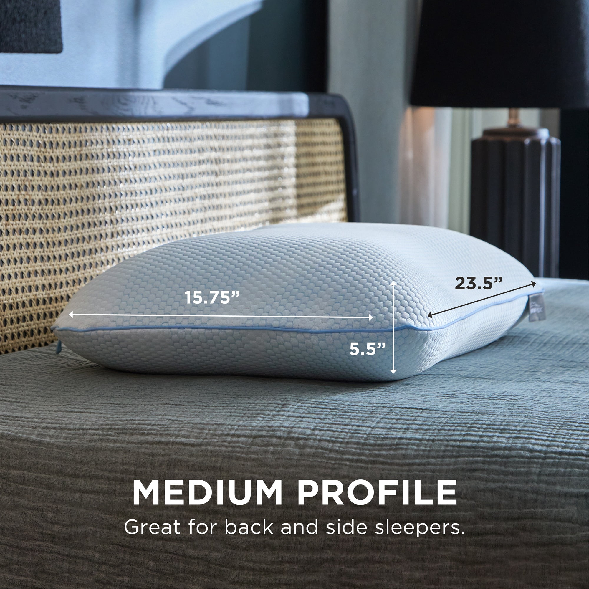 Tempur-Pedic Dual-Sided Bed Pillow and Cooling, Standard/Queen, for Adult Back and Side Sleepers