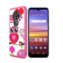 For AT&T Radiant Max / Cricket Ovation Case, Dual Layer Shock Resistant Patterned Brushed Texture Cover  (Pink Owl)