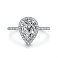thumbnail image 2 of Veda Jewel 2.1 Ct Pear Cut Diamond Engagement Ring - 14K White Gold Plated Simple Halo Design - Elegant Ring for Women - Perfect for Special Occasions and Celebrating Your Love Story, 2 of 3
