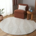 thumbnail image 2 of SAFAVIEH Rumi Elsie Geometric Polyester Shag Area Rug, Ivory/Light Beige, 6'7" x 6'7" Round, 2 of 10