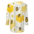 thumbnail image 6 of JTZGDY Fashion 3/4 Length Sleeve Crewneck T-Shirts for Women Cute Bee Printed Summer Tunic Tops Loose Oversized Graphic Holiday Gift Tees Blouse Yellow#06 XXXXL, 6 of 6