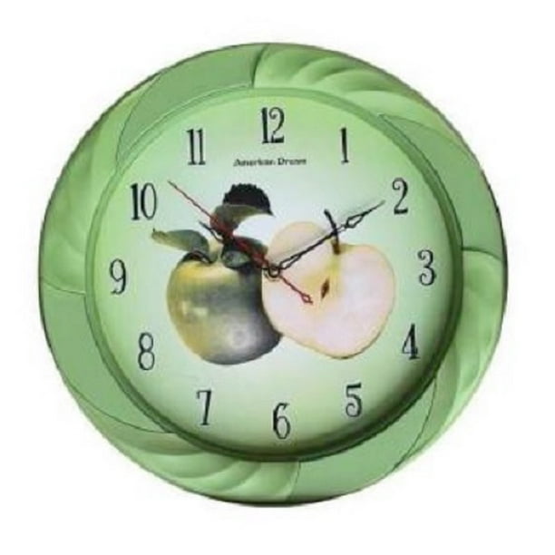 American Dream Kitchen Fruit Wall Clock, Green Apples