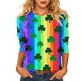 thumbnail image 4 of Puyaiuu St Patricks Day Shirt Women Plus Size Funny 3/4 Sleeve Tops for Women Cute Saints Tops Shamrock Shirts Fortunate Irish Shamrocks Outfit Blouses Gift, 4 of 6