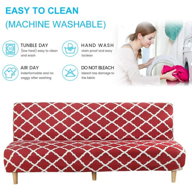 CHOK 2024 Futon Slipcover Armless Sofa Covers Stretch Sofa Bed Slipcover Protector Elastic (Light Gray Animal)