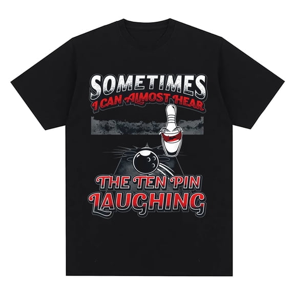 Laughing Funny Bowling Men's Casual T-Shirt Short Sleeve Black Tee