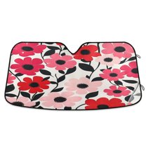 Yayeee Car Windshield Sun Shade Universal Fit Front Visor Protector, Pink and Red Flowers