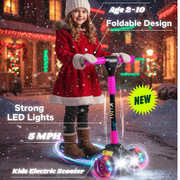 KIMI Foldable 3-Wheel Electric Scooter for Kids, Adjustable, Age 2-9, 5Mph, Lights, 10 Miles Range, Charger Included