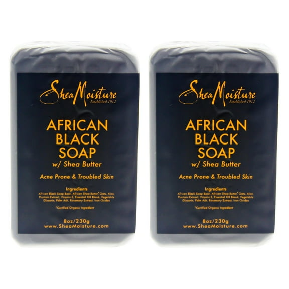 African Black Soap Bar Acne Prone and Troubled Skin by Shea Moisture for Unisex - 8 oz Pack of 2