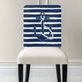 thumbnail image 3 of Nautical Chair Covers Set of 1 Navy Blue and White Striped Retro Anchor Chair Back Covers Stretch Removable Washable Chairs Slipcovers Chair Protector for Dining Room Kitchen Party Decor, 3 of 5