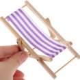 thumbnail image 3 of SKISUNO 4Set Micro Landscape Mini Beach Chair Purple Striped Wood Foldable for Hobbyists Seaside Theme, 3 of 6