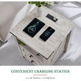 thumbnail image 2 of OKD Farmhouse Nightstand with Charging Station for Bedroom, 2-Drawer Rustic End Tables for Living Room, Antique Brush White, 2 of 6