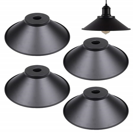

FSLiving 12.8 Industrial Vintage Metal Bulb Guard Iron Black Hanging Cone Holder DIY Light Shade Decorative Replacement Lamp Shade for Pendant Light Table Lamp Wall lamp Wall Sconce - 4 Pack