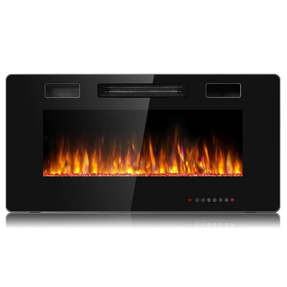 Gymax 36-inch Recessed Wall Mounted Electric Fireplace Heater w/ Remote Control