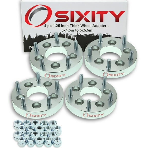 Sixity Auto 4 pc 1.25" Thick 5x4.5" to 5x5.5" Wheel Adapters - Pickup Truck SUV