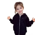 thumbnail image 6 of ZXLBBD Girls Fashion Hooded Sweatshirt with Rhinestone Print Zip Up Jacket Comfort Loose Casual Dailywear, 6 of 6