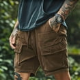 thumbnail image 2 of Men Shorts Casual Bermuda Shorts Vintage Summer Wear Cargo Baggy Pants Coffee S, 2 of 6