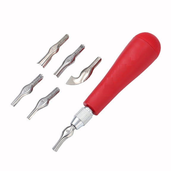 Linocut Carving Tools - Linoleum Cutter Kit with 6 Blades for Block Printing, Stamp Making Carving, Linocut Kit