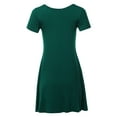 thumbnail image 2 of A2Y Women's Solid Printed Summer Casual T-Shirt Tunic Swing Dress with Side Pockets Huntergreen M, 2 of 6